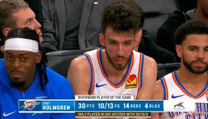 开云官网入口-霍姆格伦砍下30分14篮板4盖帽，雷霆队史首个拿到此数据球员
